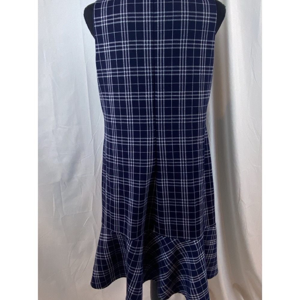 1901 Women's Size 12 Navy Blue Plaid Sleeveless Sheath Dress - Picture 8 of 10
